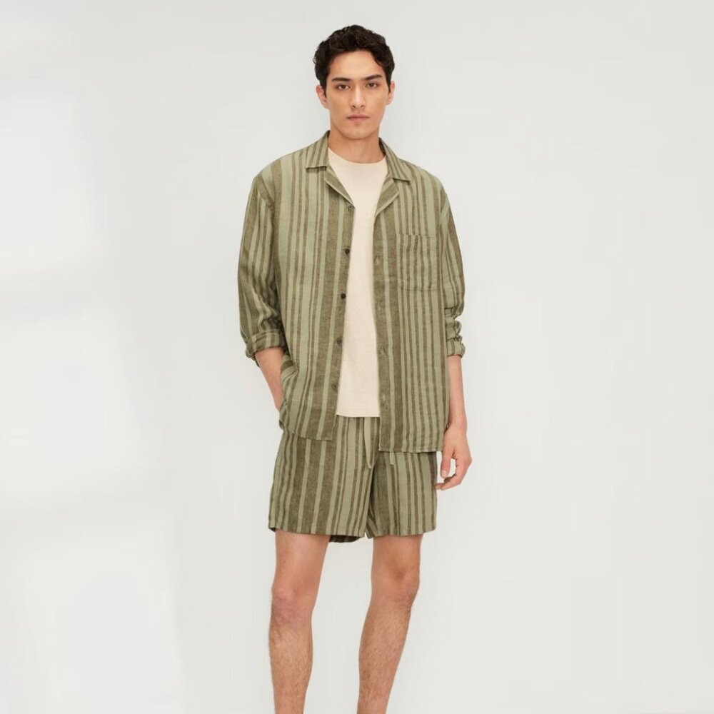 NWT Everlane - The Relaxed Linen Long-Sleeve Shirt - Seagrass / Kalamata